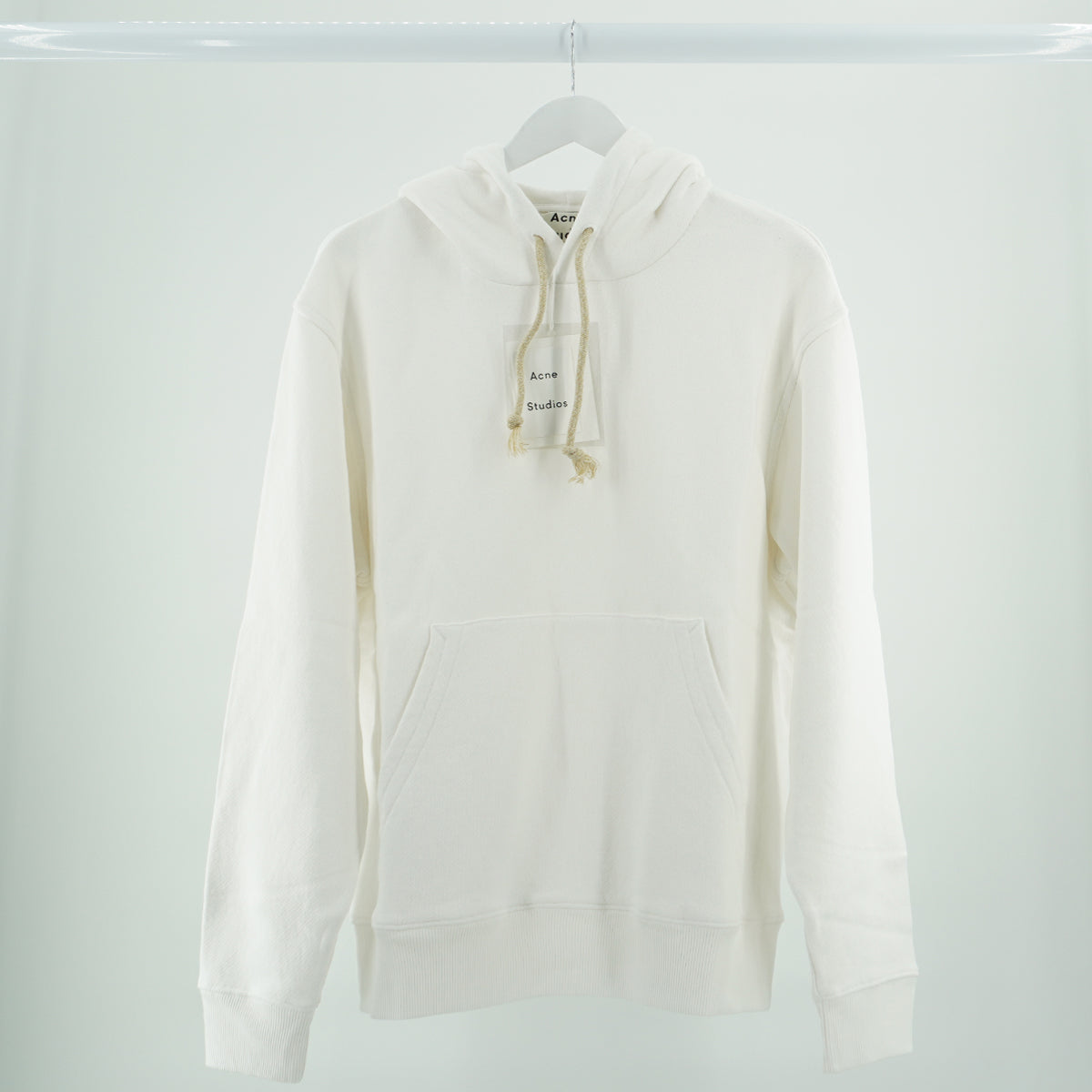 Acne Hooded Sweatshirt Reverse Label in Optic White Large