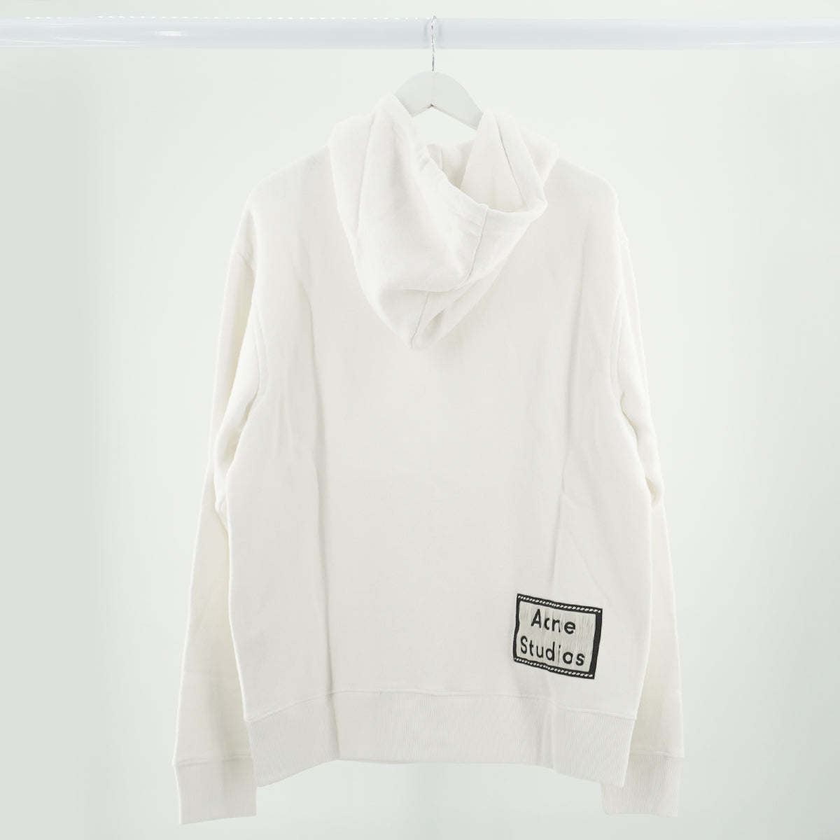 Acne Hooded Sweatshirt Reverse Label in Optic White Large