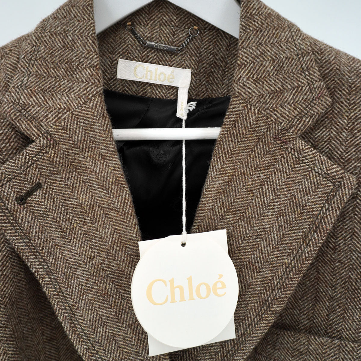 Chole Belted  Herringbone-Tweed Jacket UK 8