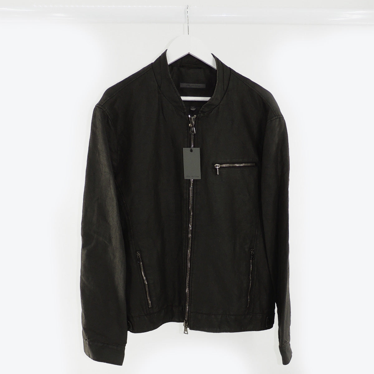 John Varvatos Button Closure coat with Zip Pockets in Black