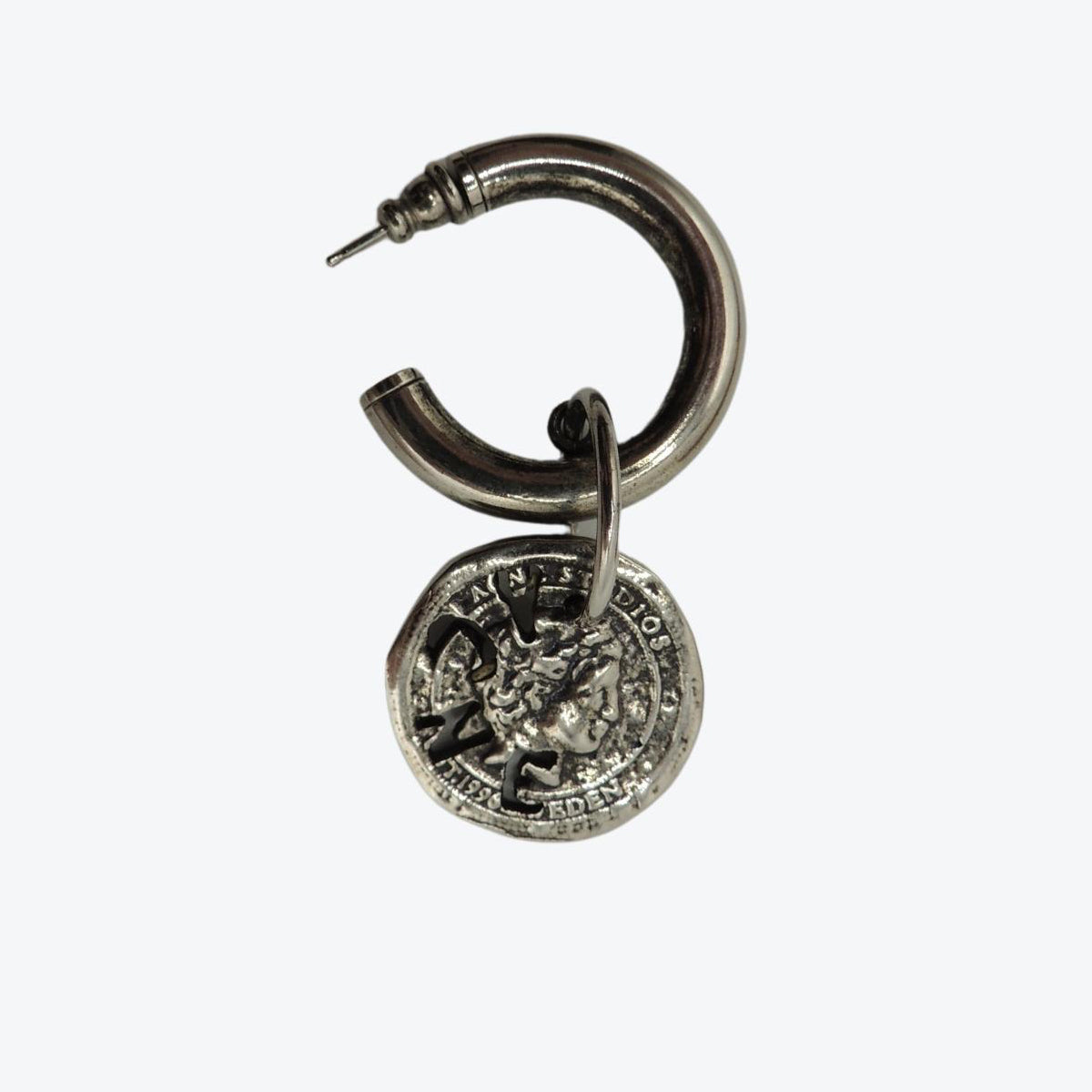Acne Studios Coin Charm Earring Antique Silver