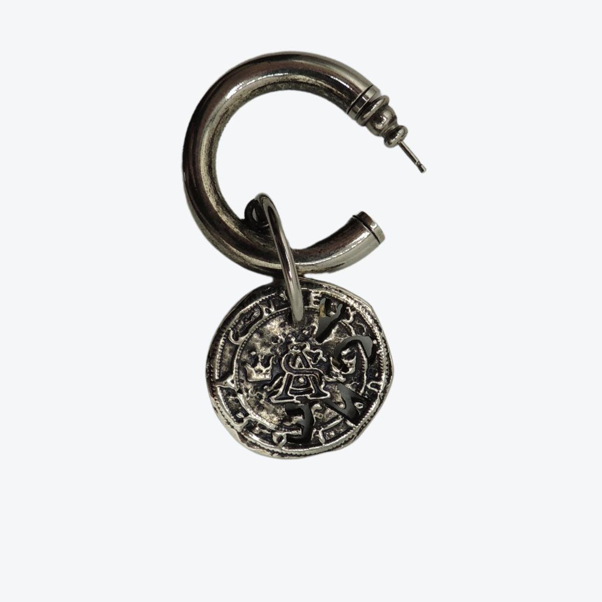 Acne Studios Coin Charm Earring Antique Silver