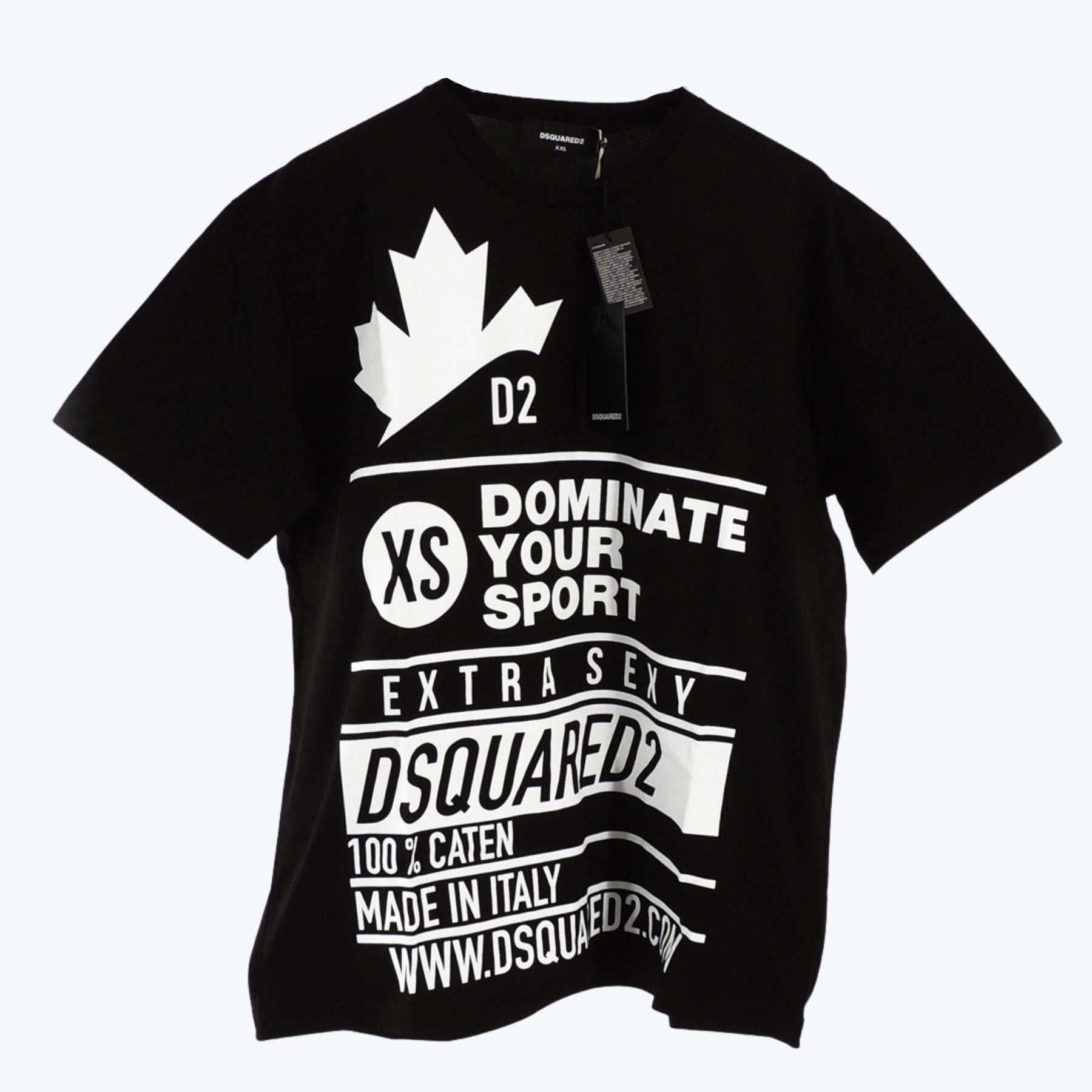 DSQUARED2 Men's Dominate Your Sport Black T-Shirt XXL