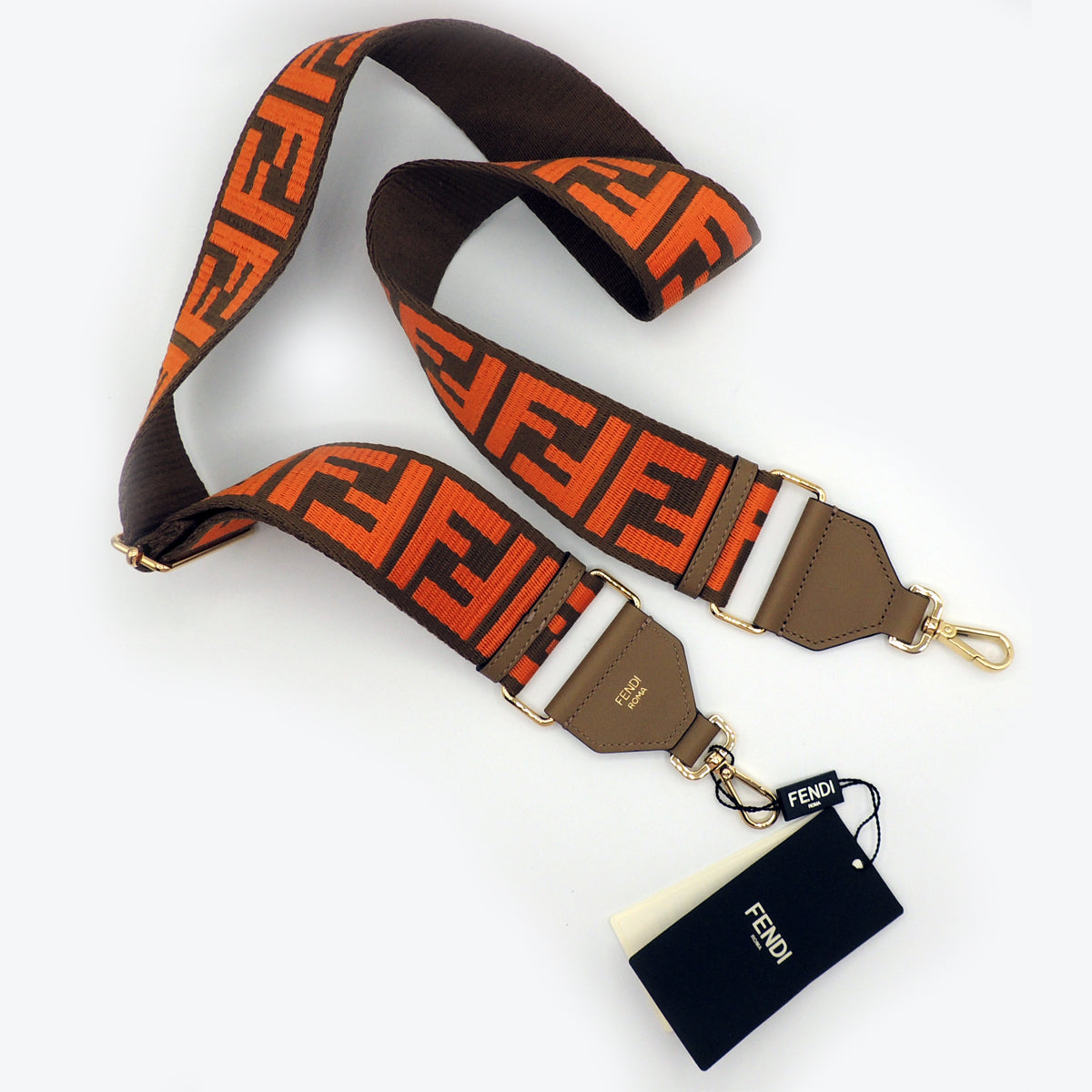 Fendi Strap You Monogram Bag Shoulder Strap Brown/orange