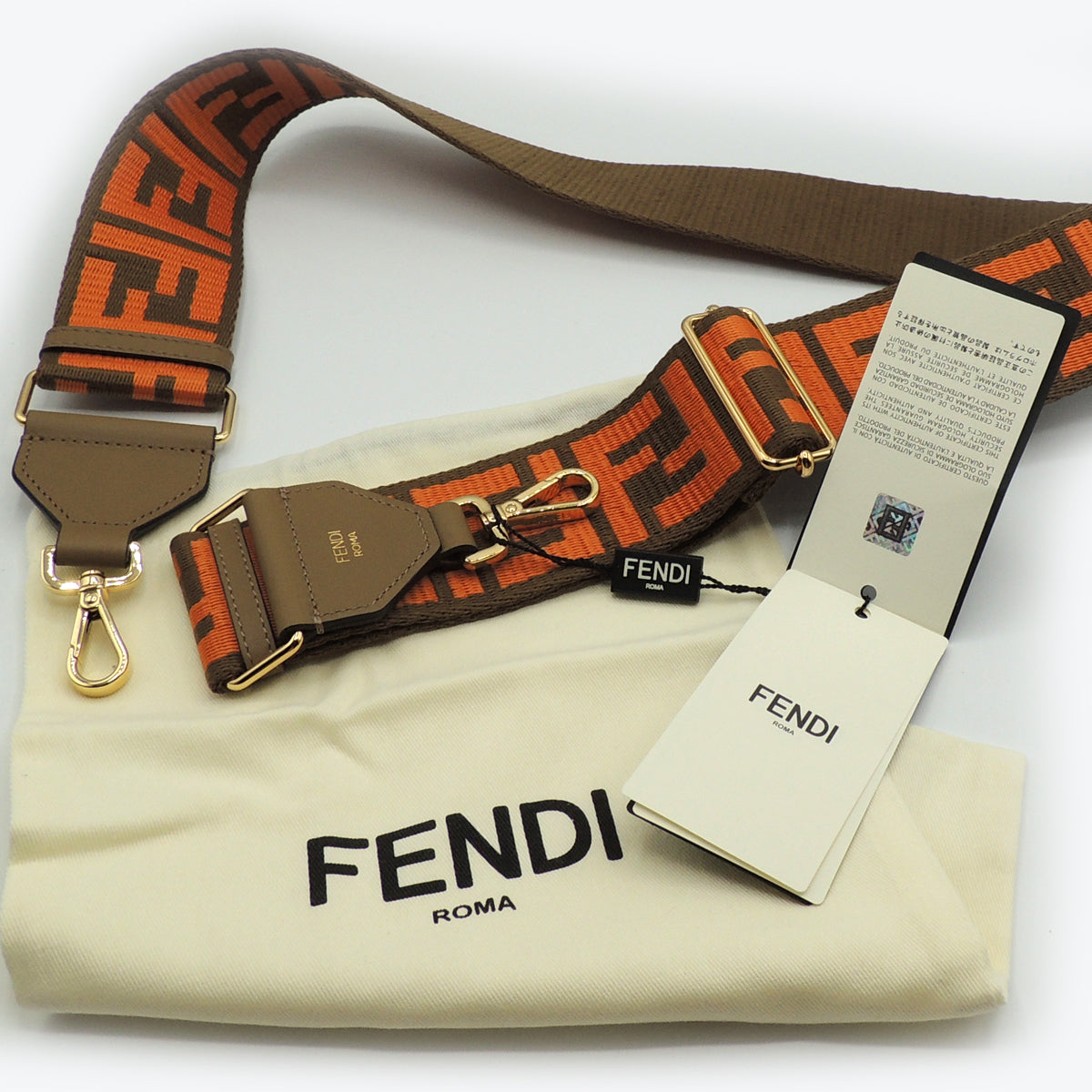 Fendi Strap You Monogram Bag Shoulder Strap Brown/orange