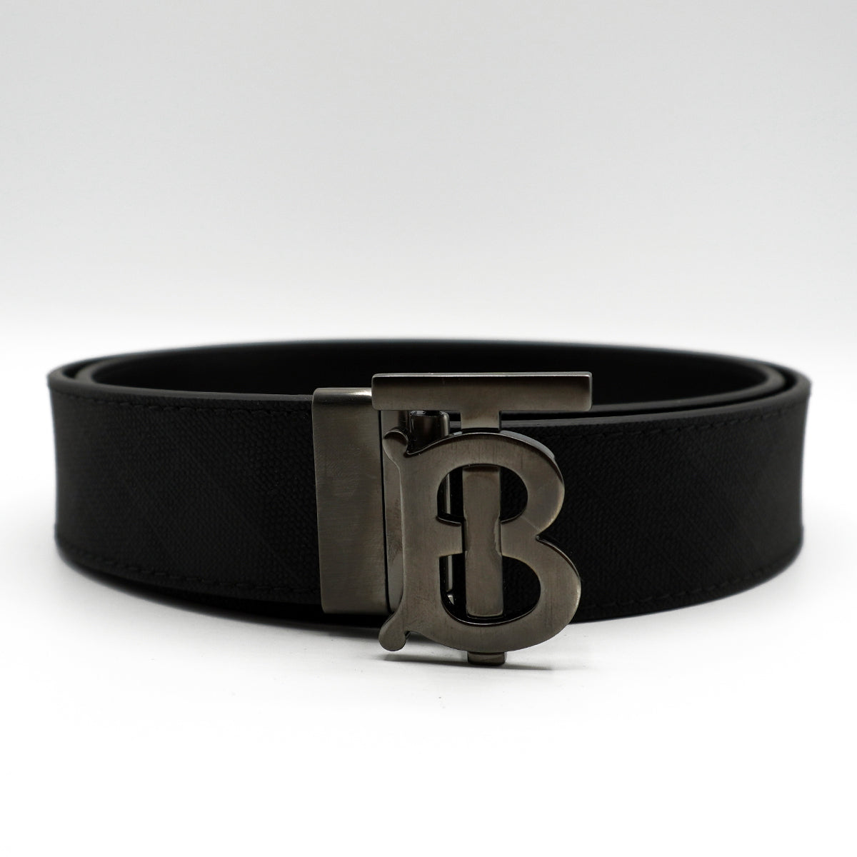 Burberry Monogram Motif London Check Reversible Belt in Black - 30in