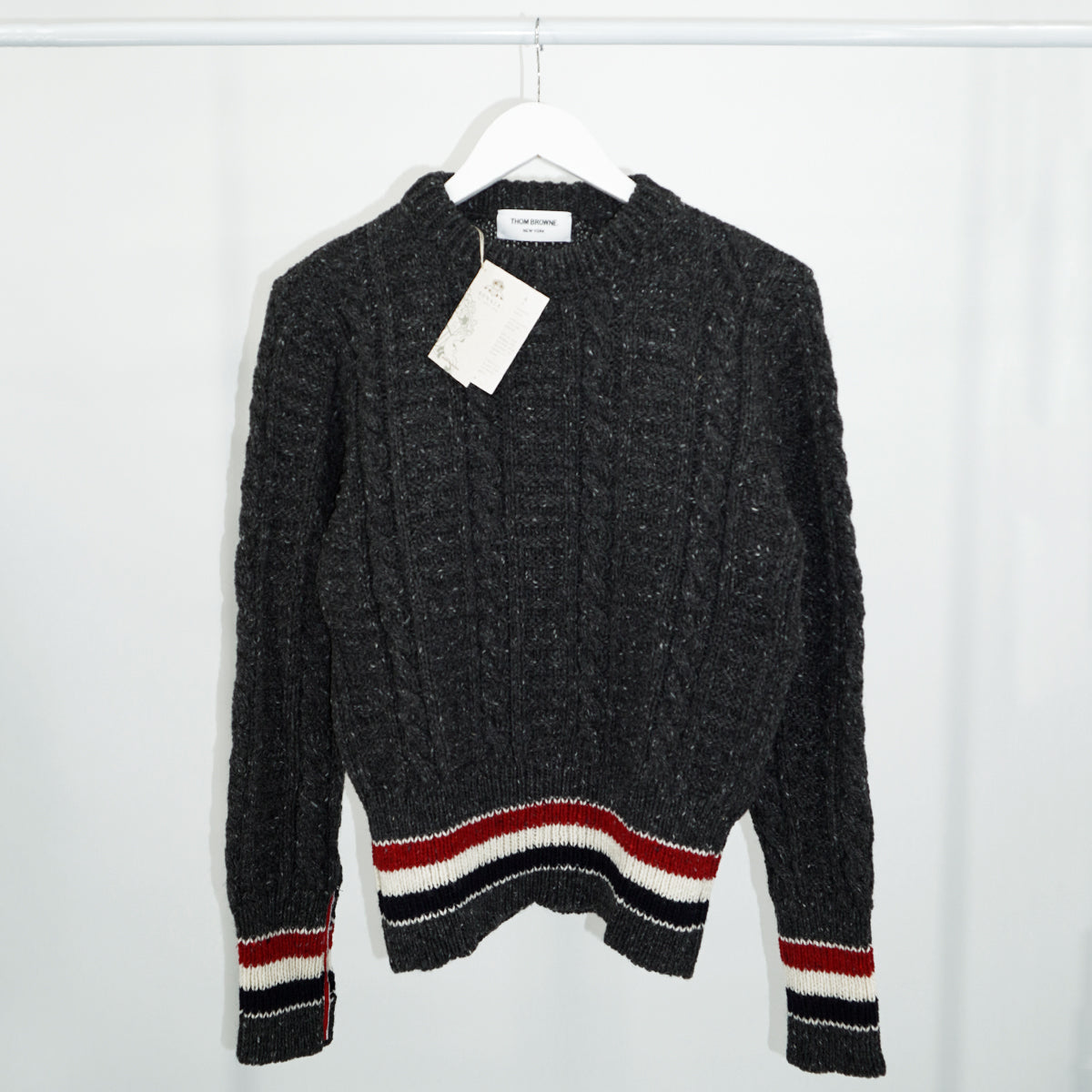 Thom Browne Mohair Mix Donegal Crew Knit Jumper in Grey
