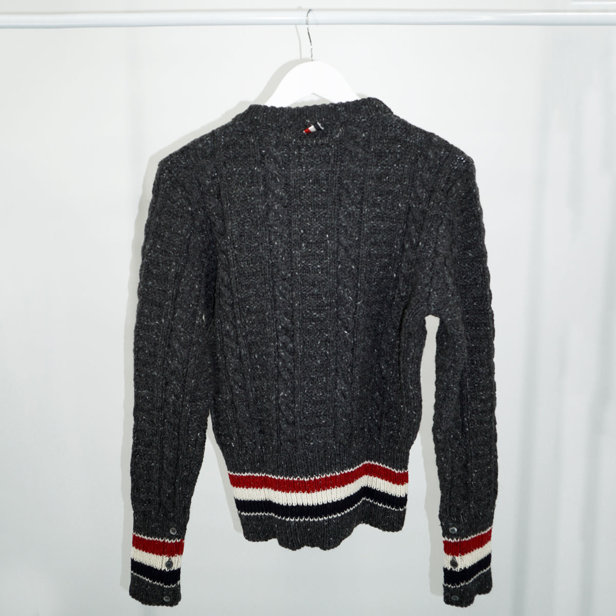 Thom Browne Mohair Mix Donegal Crew Knit Jumper in Grey