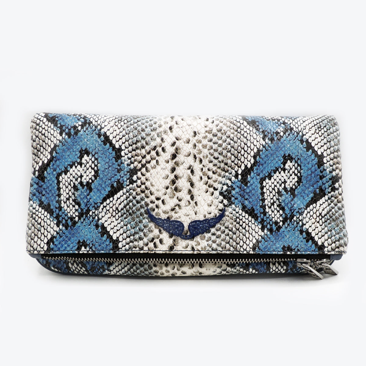 Zadig & Voltaire Nano Rock Snake Embossed Leather Crossbody Bag In Blu ...