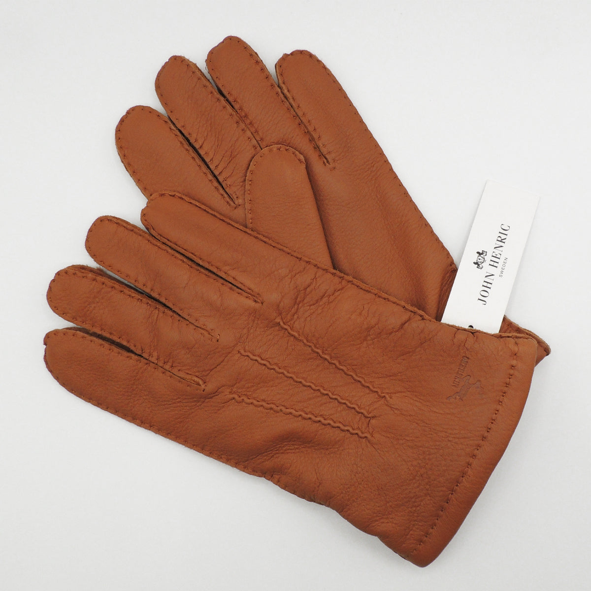 John Henric Men's Light Brown Leather Gloves Airolo - Size 9