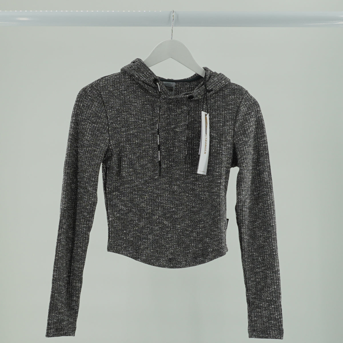 Stronger Women's Cush Rib Cropped Hoodie in Anthracite Grey - Size S