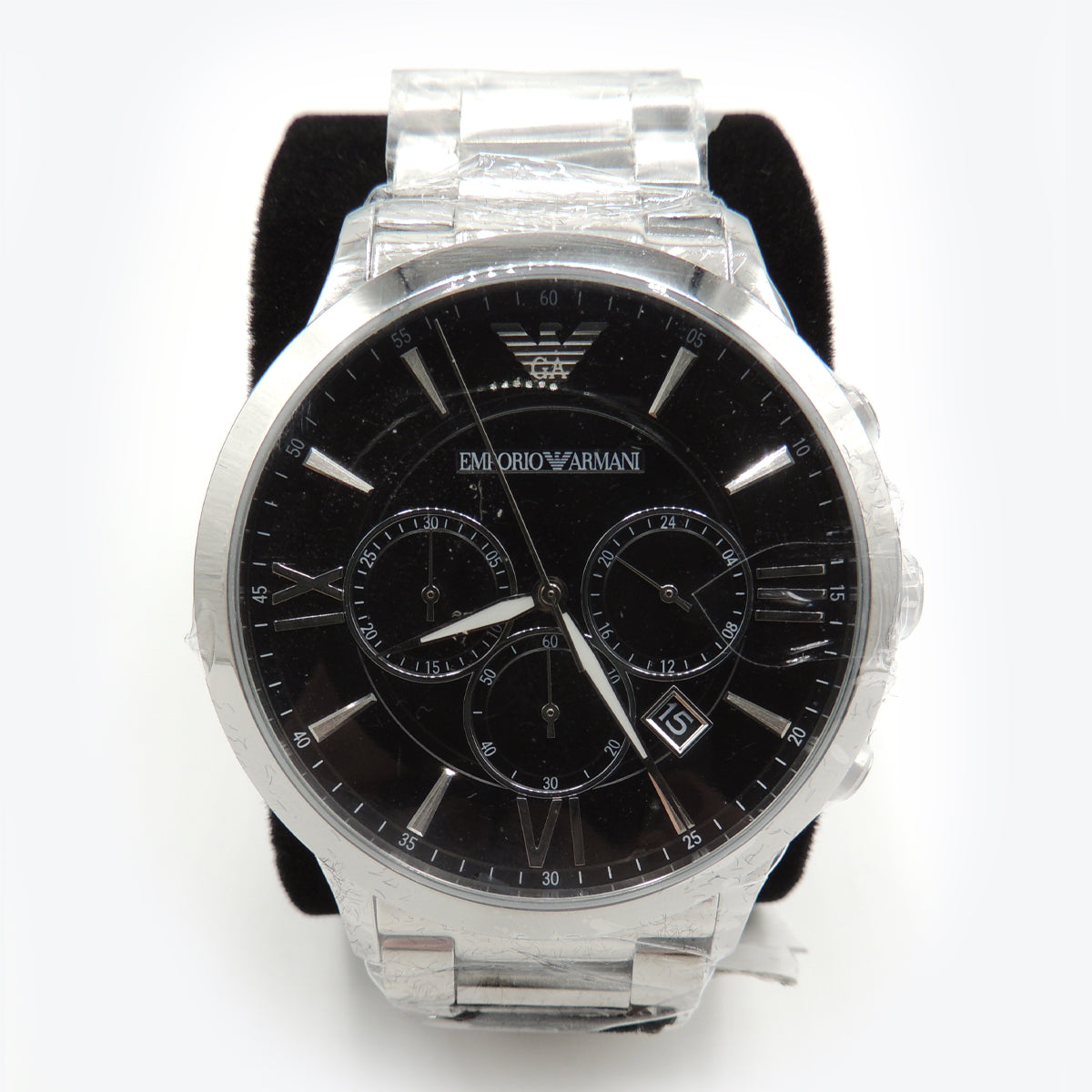 Emporio Armani Black & Silver Chronograph Watch AR11208