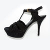 Yves Saint Laurent Black Quartz Leather Tribute 75 Sandals, UK size 5.5
