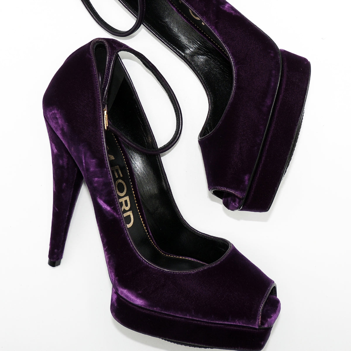 Tom Ford Purple Velvet Platform Heels, UK size 7