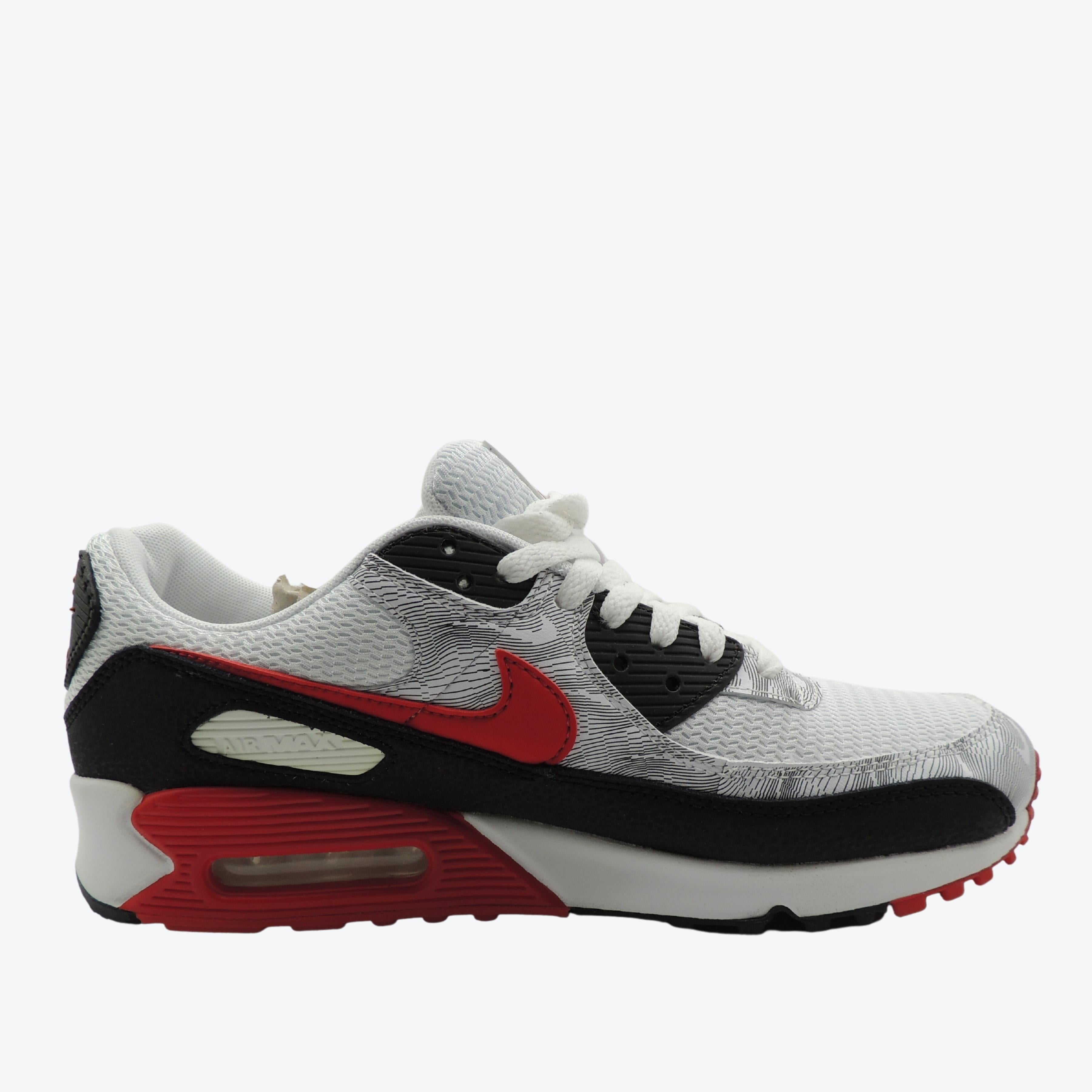Nike Air Max 90 Topography In White/University Red UK 8.5
