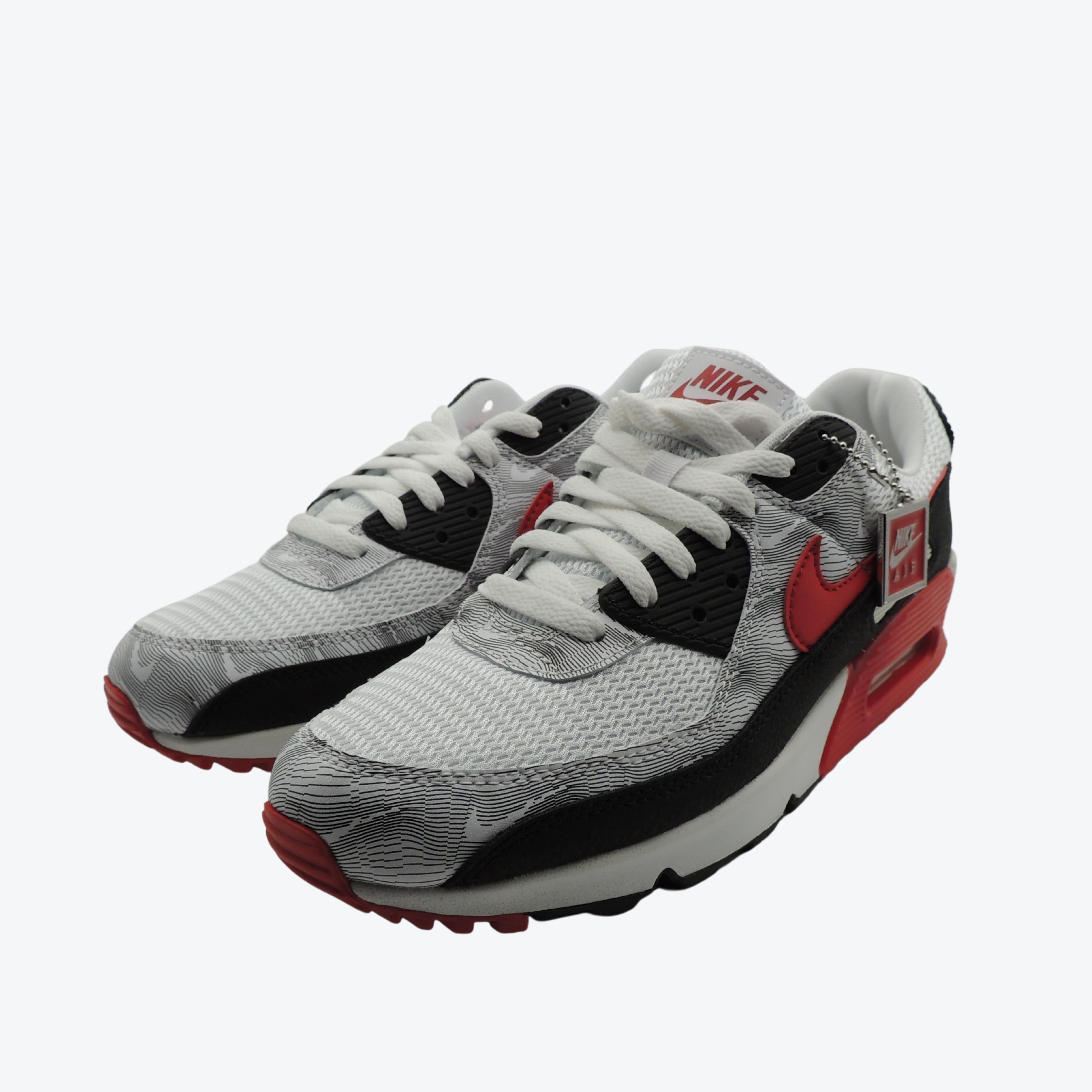 Nike Air Max 90 Topography In White/University Red UK 8.5