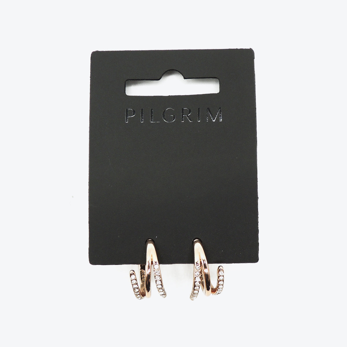 Pilgrim Serenity Crystal Semi Hoop Earrings Rose Gold