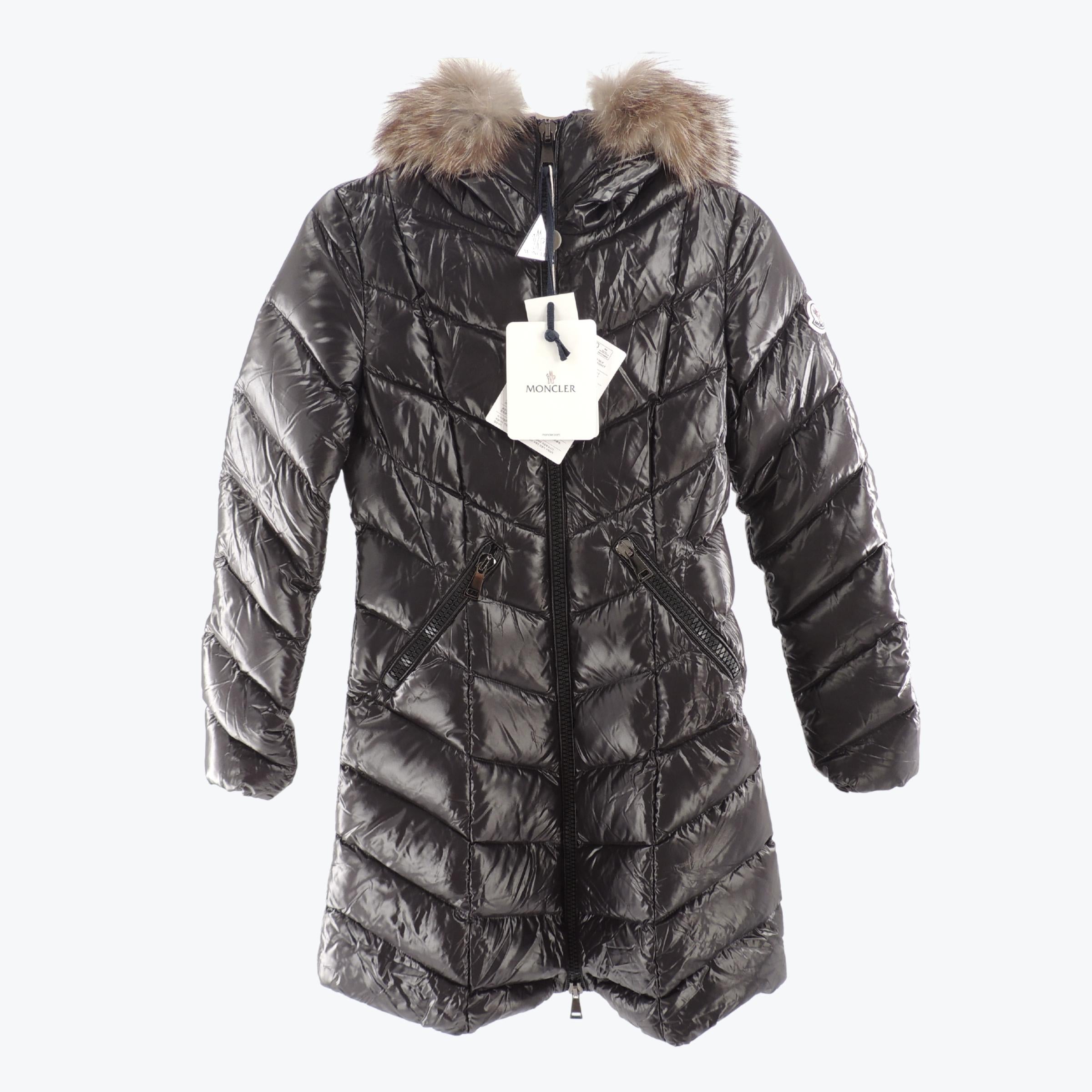 Moncler Women's Fulmar Fur Trimmed Down  Jacket in Black UK 8
