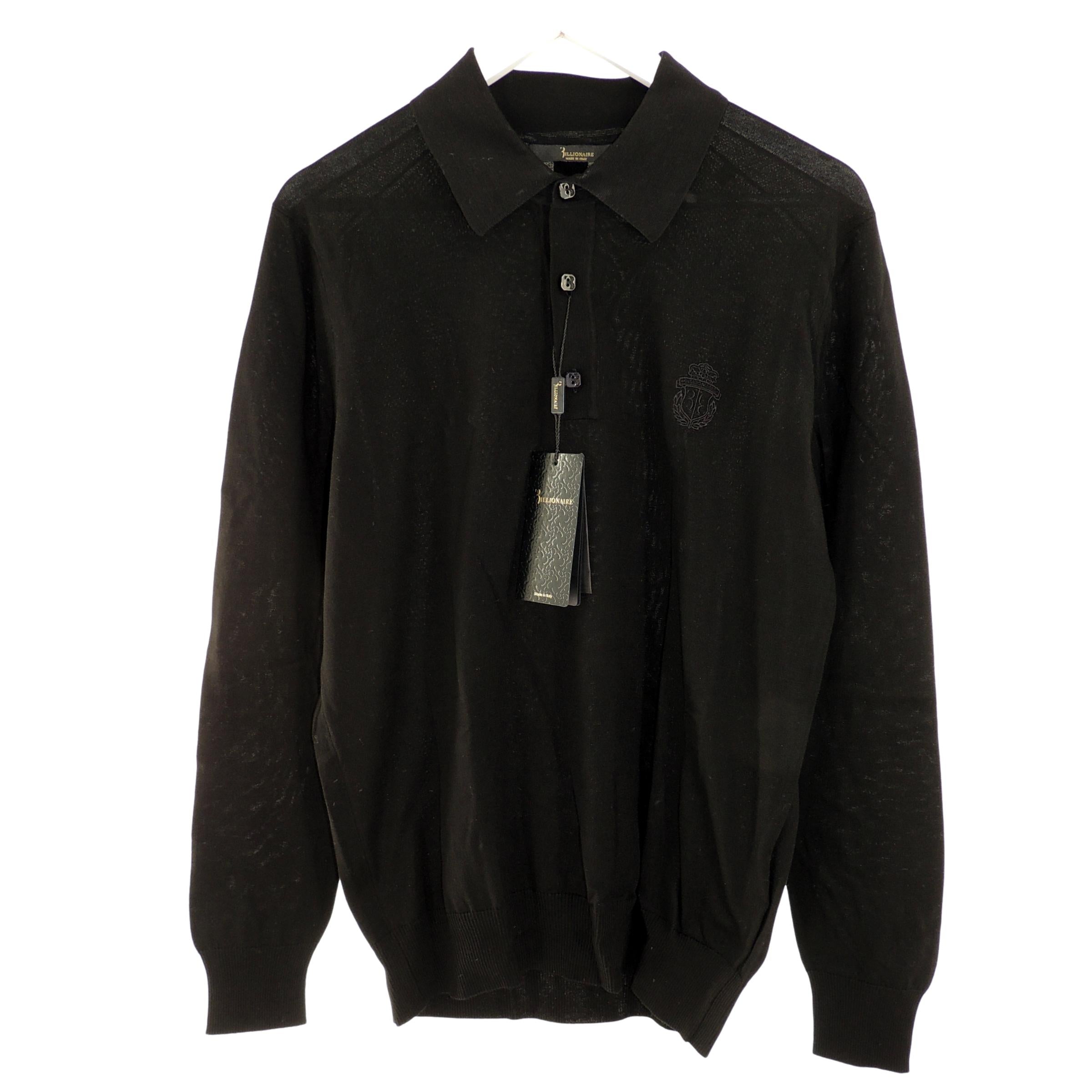 Billionaire Pullover Polo-Neck LS Crest in Black