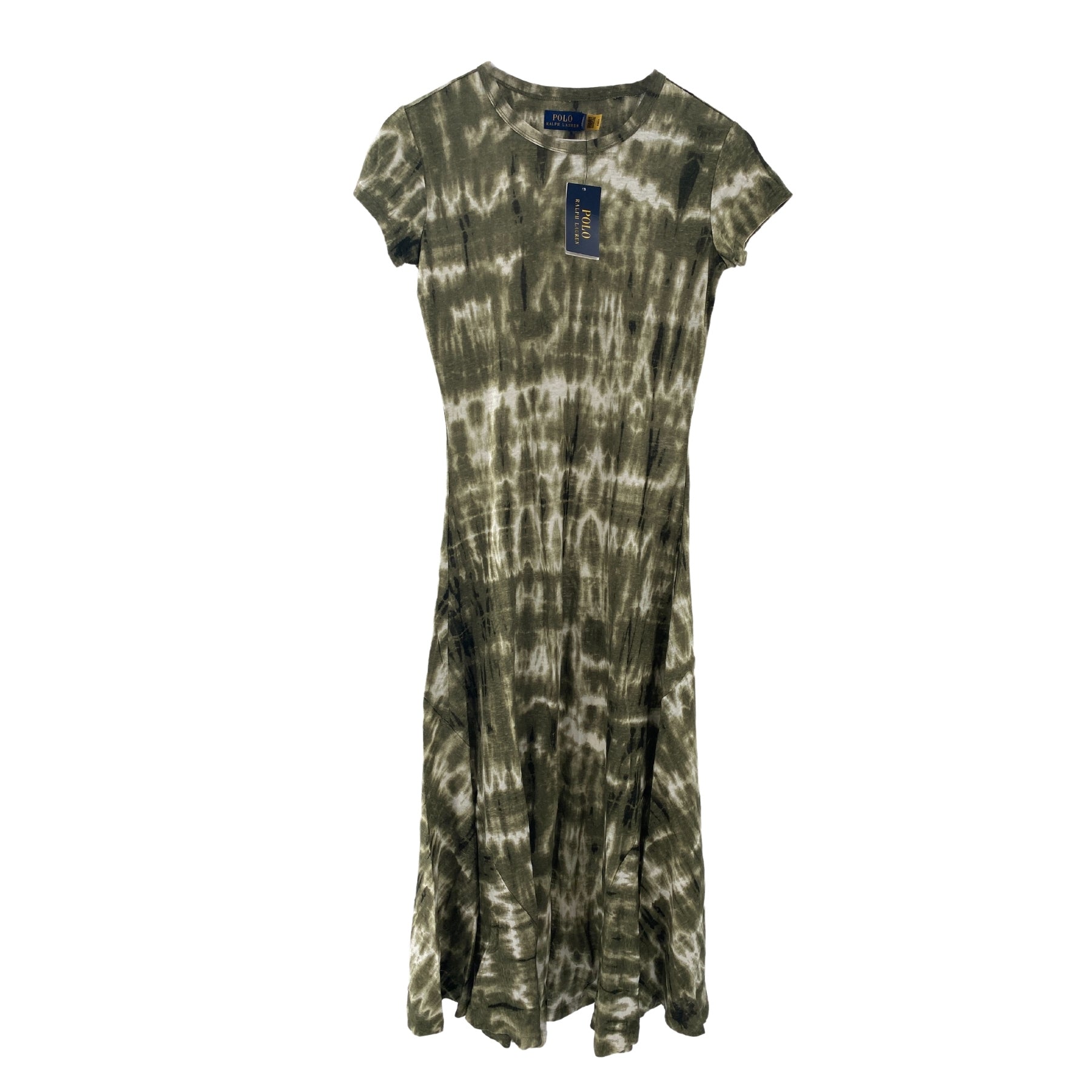 Polo Ralph Lauren Camo Tie Dye Print Linen Midi Dress UK 8