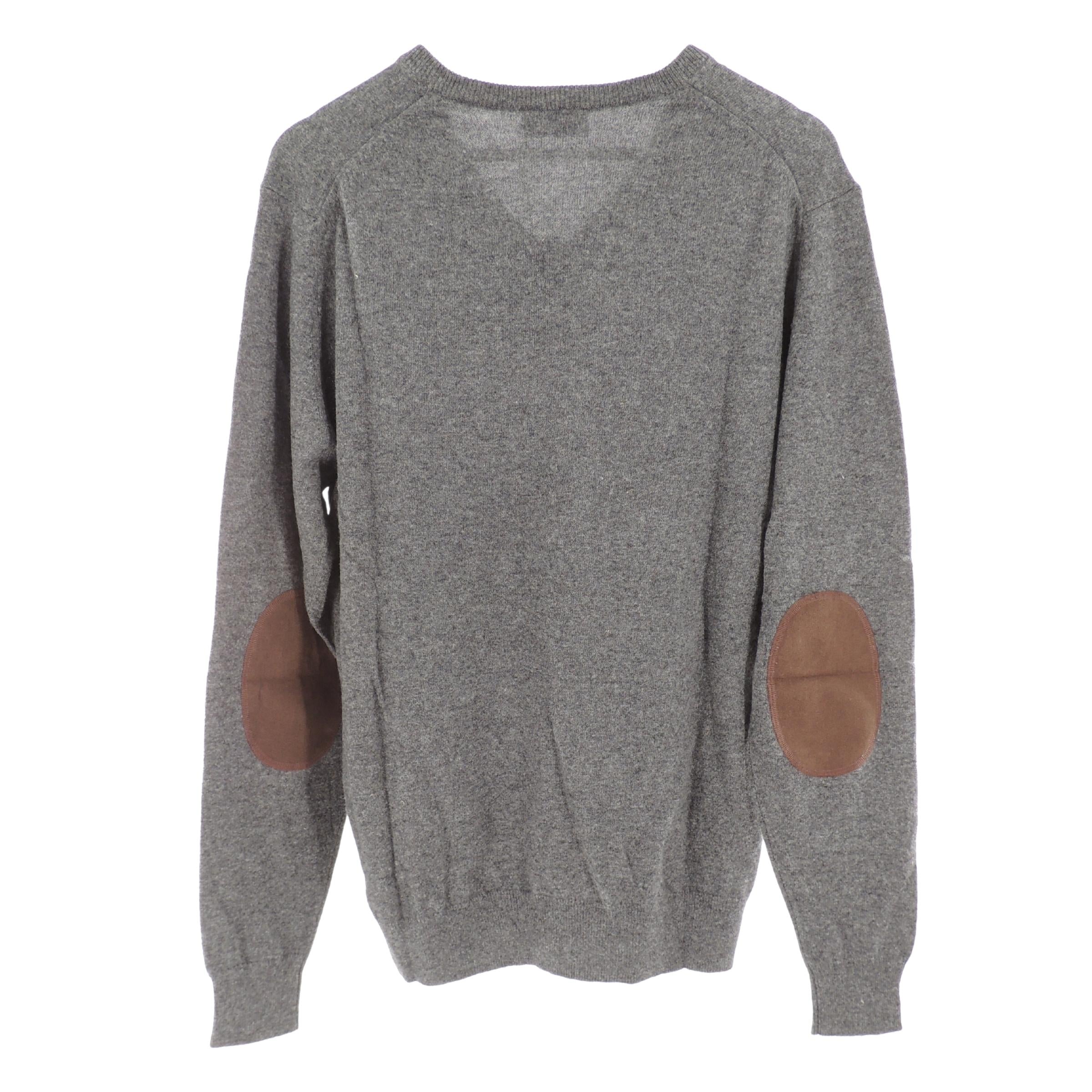 Hackett Wool Cashmere Mix V-Neck Jumper in Charcoal Grey Large