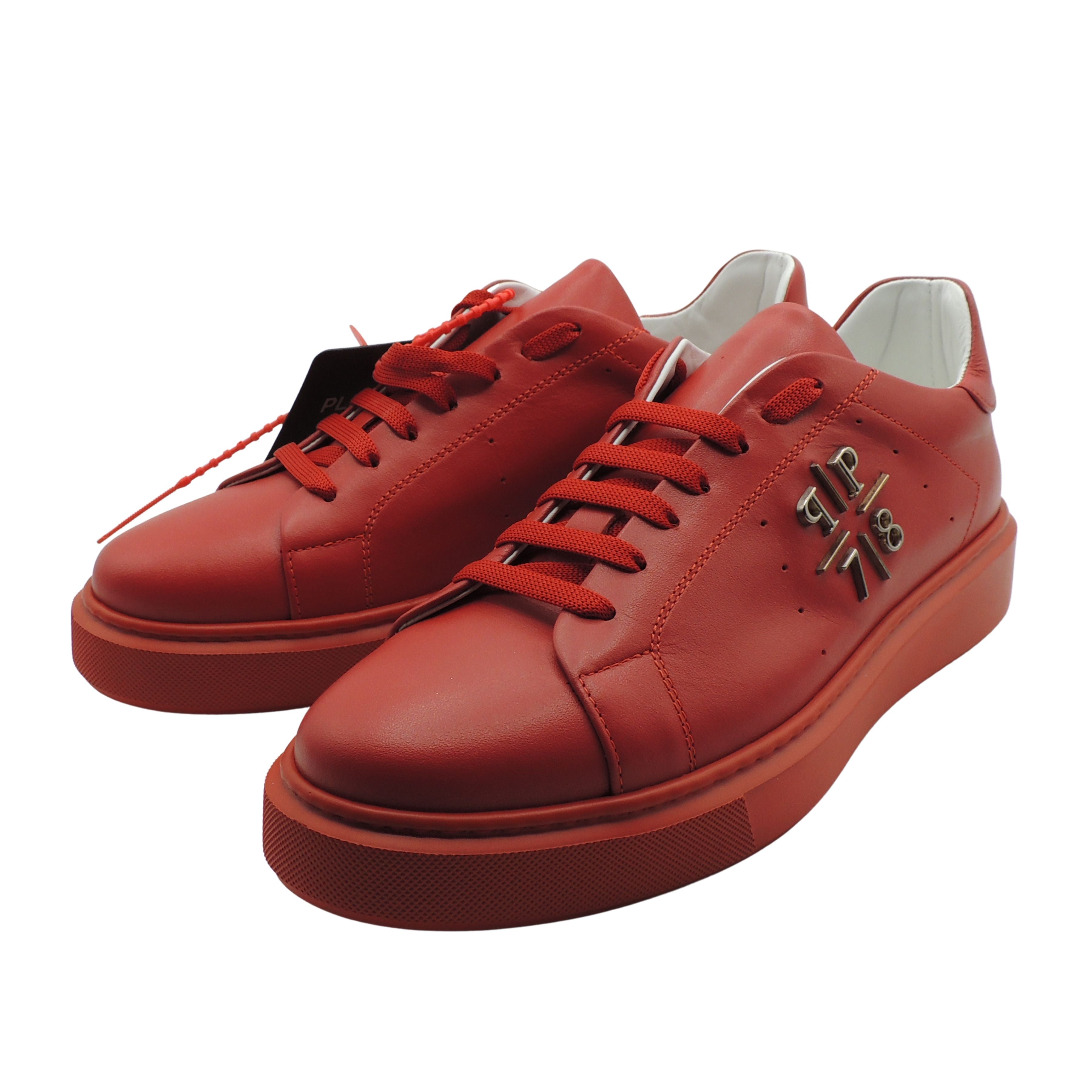 Philipp Plein Lo-Top Trainers Nappa Leather in Red UK 8