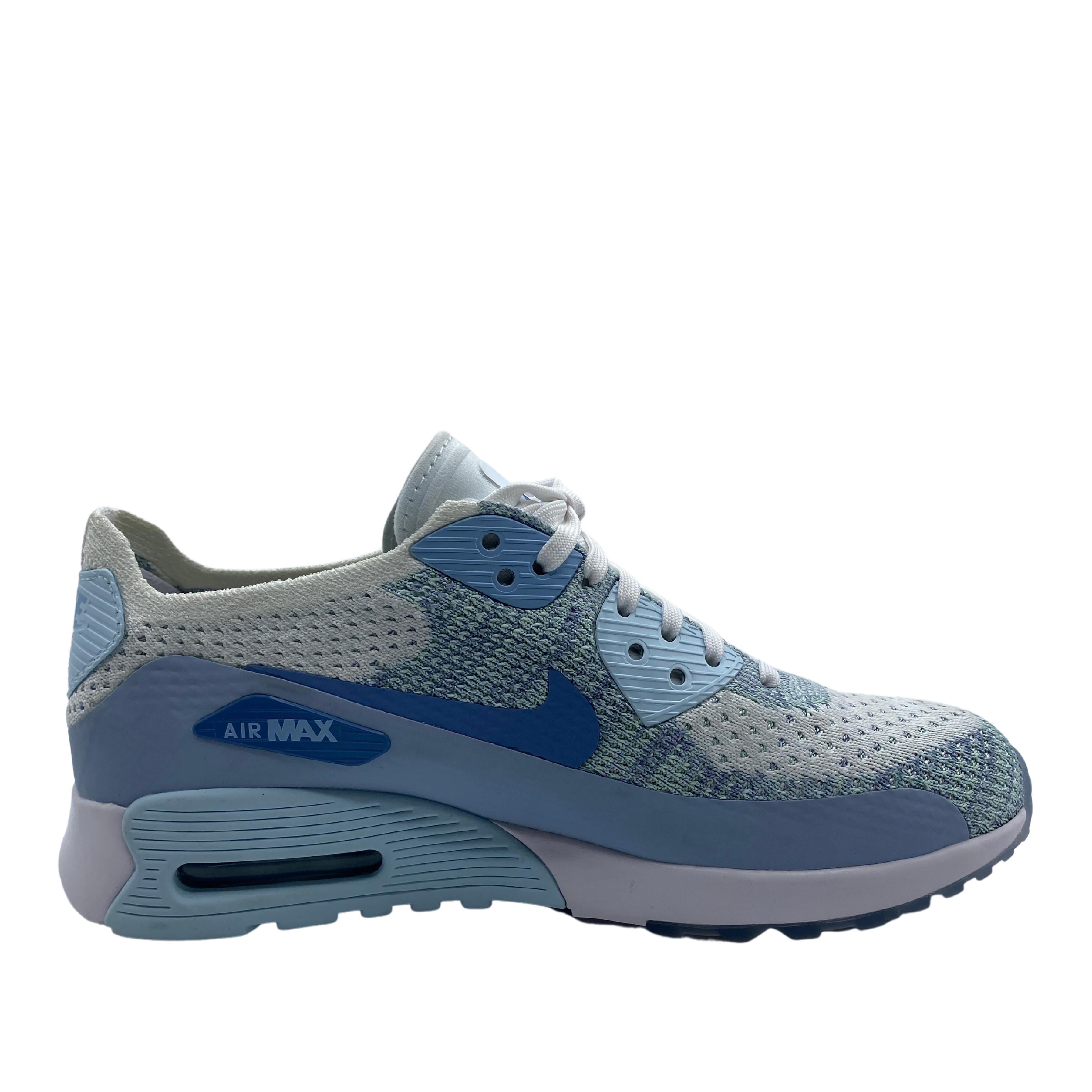 Nike Air Max 90 Ultra 2.0 Flyknit in White/Blue UK 5.5