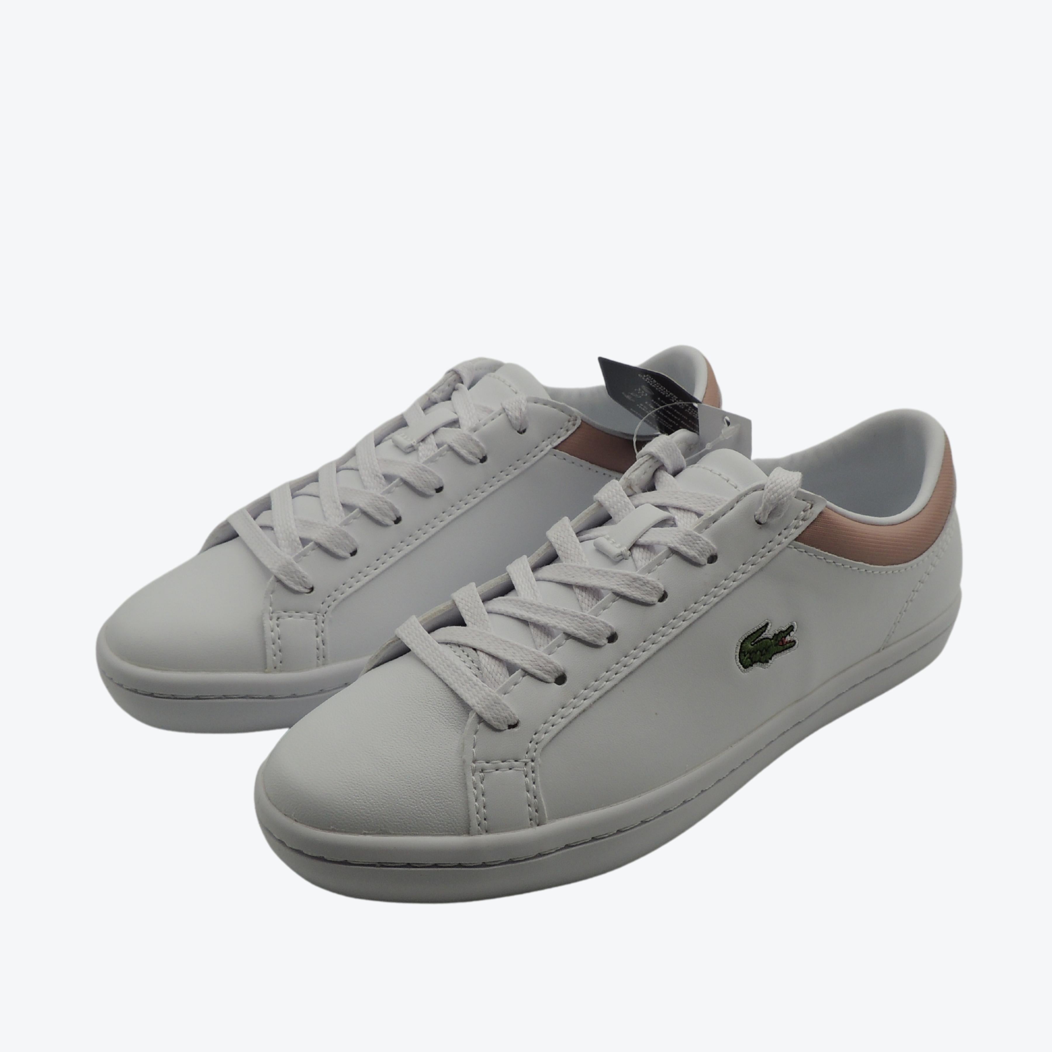Lacoste Straightset Trainers in White/Pink