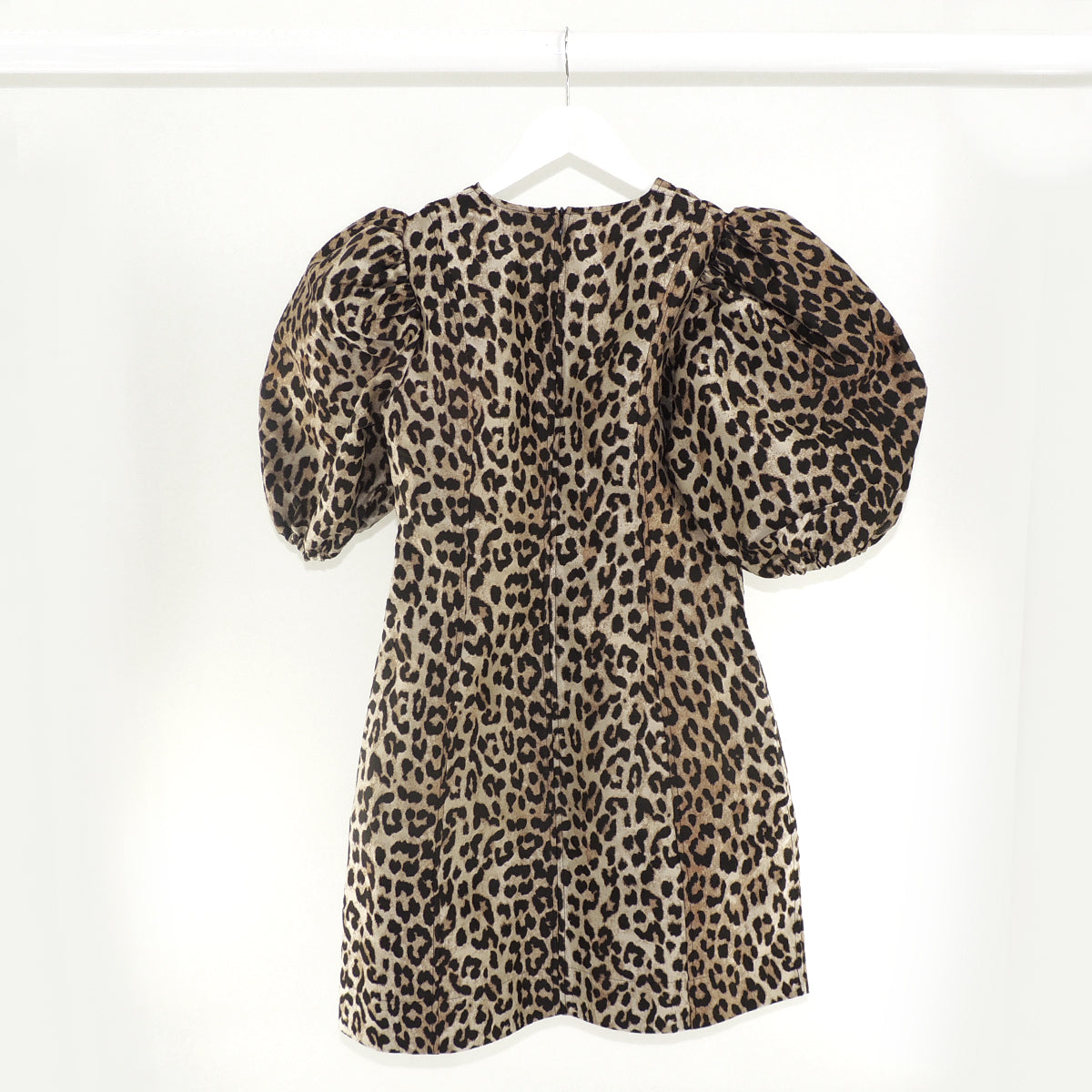 Ganni Leopard print Jaquard Mini V-neck Dress size UK size 8