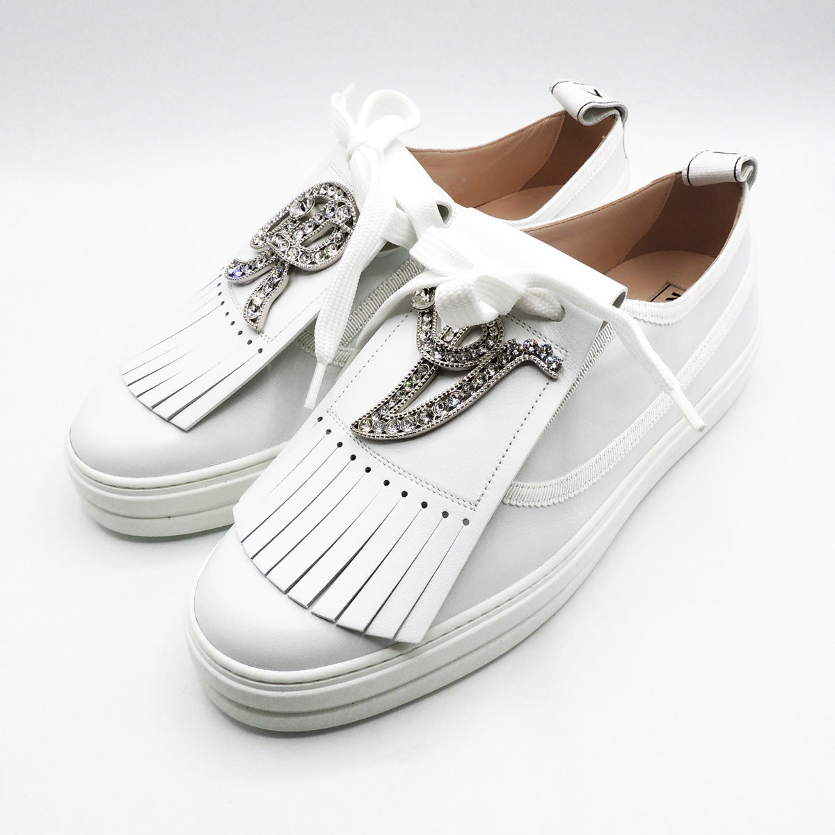 Roger Vivier Jewel Trainers in White UK 6