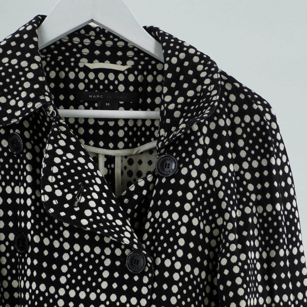 Marc Jacobs Black & White Polka Dot Coat Medium [Pre-owned]