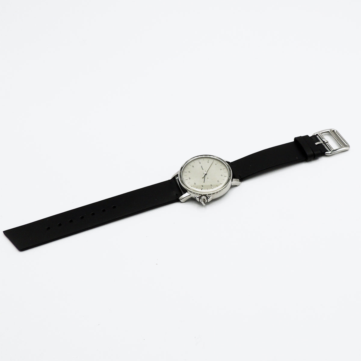 Miansai M12 Swiss Silver Black Leather Strap Watch with Case