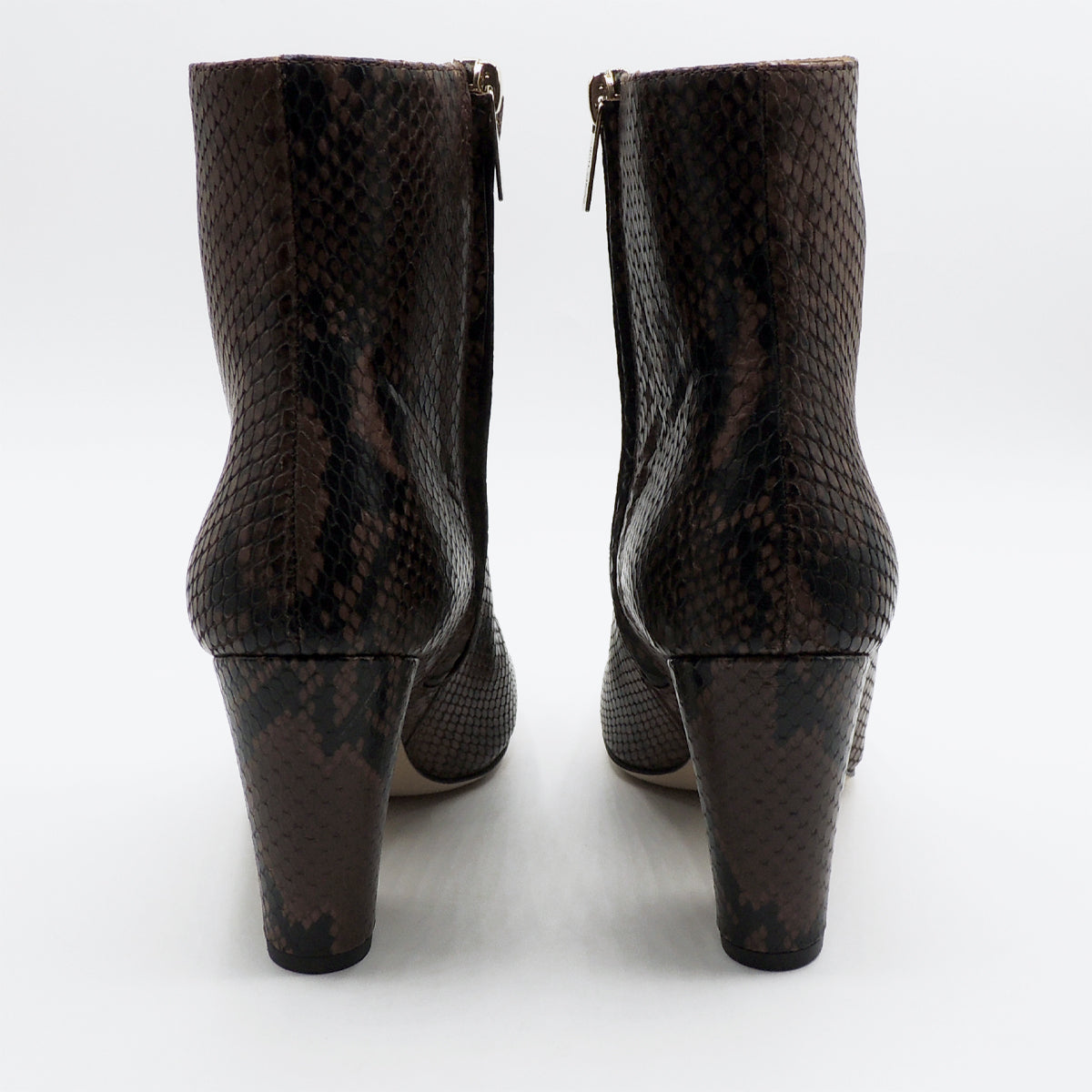 Jimmy Choo Mirren 85 Snake Printed Leather Boots in Brown UK