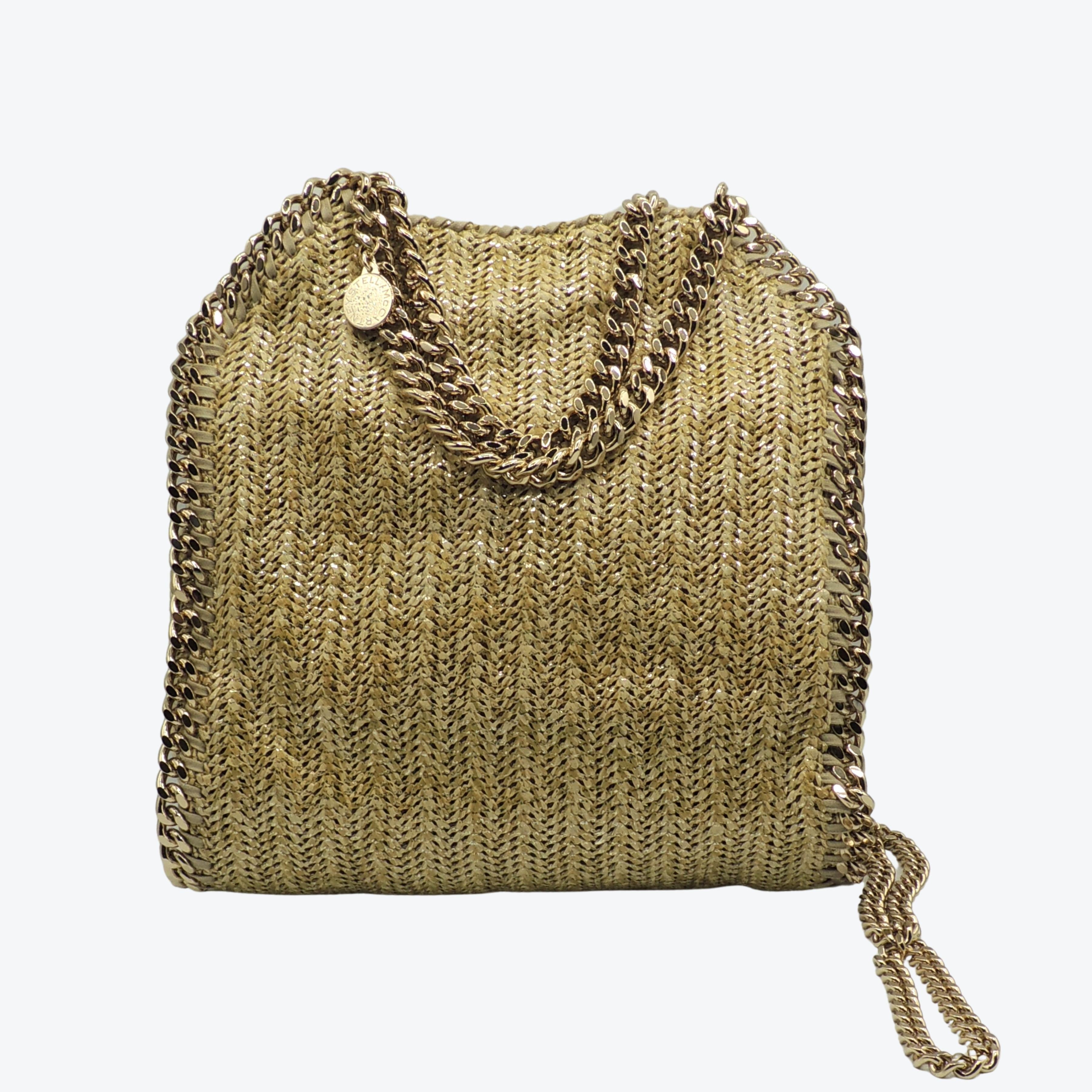 Stella McCartney Mini Falabella Metallic Woven Raffia Bag