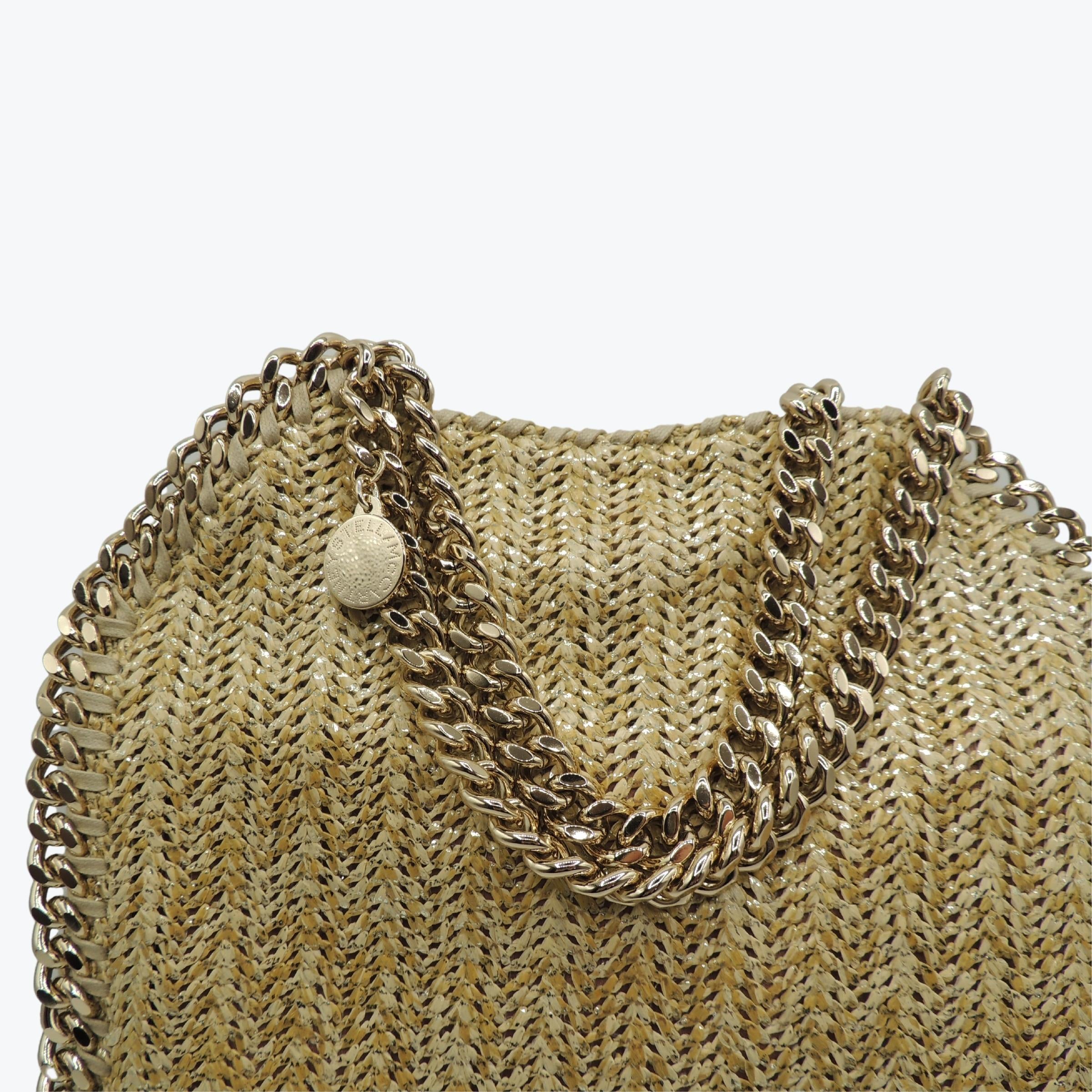 Stella McCartney Mini Falabella Metallic Woven Raffia Bag